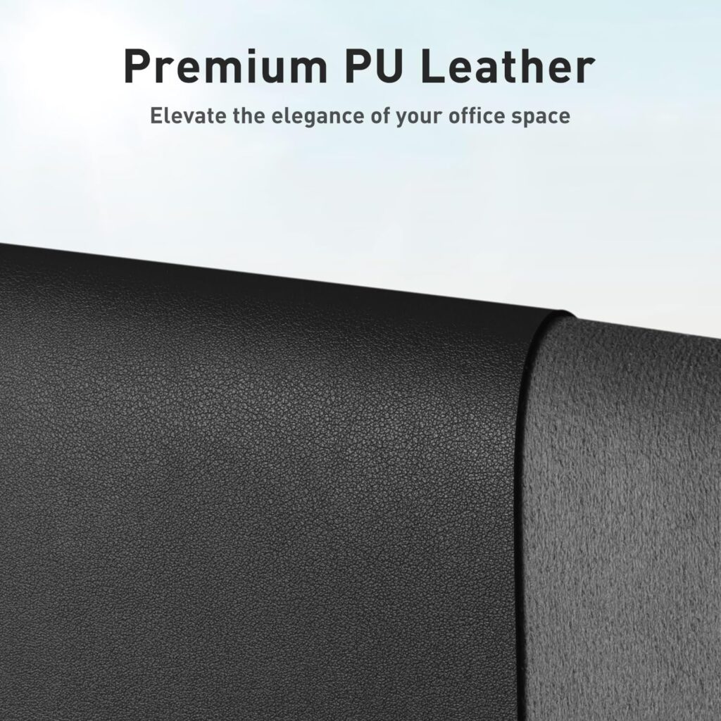 Aothia Non-Slip Waterproof PU Leather Desk Pad Protector for Mouse, Writing Desk, Office, Home, Laptop Blotter, 23.6″ x 13.7″, Black