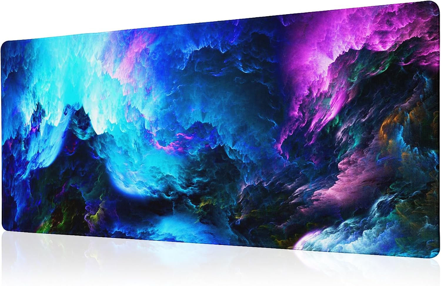 Dazzling Galaxy Gaming Mouse Pad Blue Desk Mat XL Mouse Gaming Pads, Starry Sky Keyboard Pads Extra Large Desktop Computer Mats with Non-Slip Base & Stitched Edges, Vintage Office Decor 31.5×11.8
