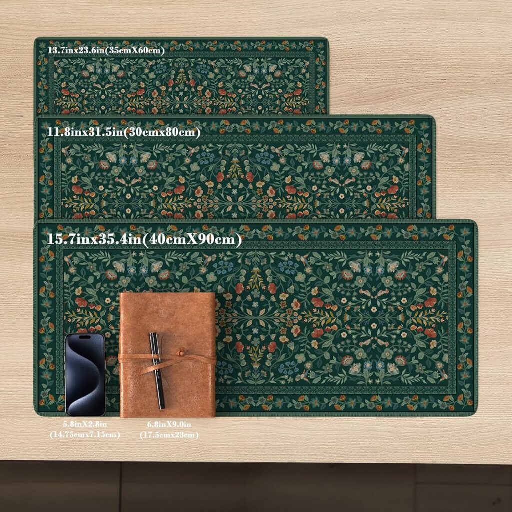 iCasso Desk Mat,Mouse Pad for Office Decor,35.4×15.7in,Deep Green