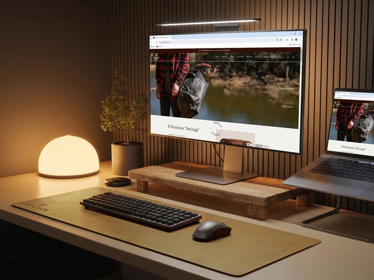Premium Leather Desk Mat, Full Grain Leather Desk Pad Protector & Desk Blotter, Waterproof Non-Slip Writing Surface for Keyboard, Mouse & Laptop, Desk Pad for Home & Office (Tan, Medium)